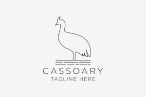Template line art logo concept of a cassowary a bird from indonesia