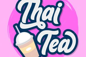 Thai tea lettering sticker