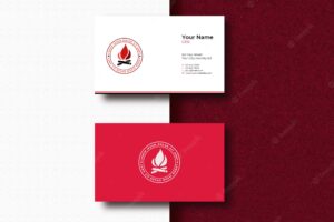 Top view of mockup of elegant business cards