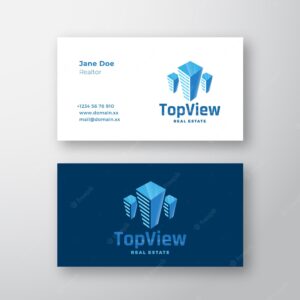 Top view real estate abstract modern vector logo and business card template skyscraper silhouettes p...