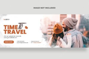 Travel agency social media and facebook cover banner template premium psd