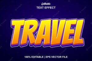 Travel text effect with orange color editable