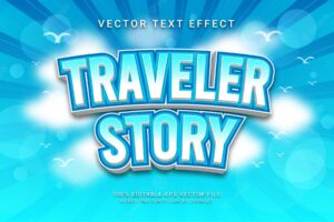 Traveler story editable text effect themed world travel