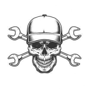 Truck driver skull in baseball cap