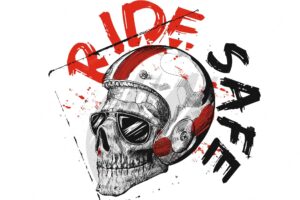 Tshirt and tattoo design sketch of hipster rider wearing a helmet for safe ride vector illustration