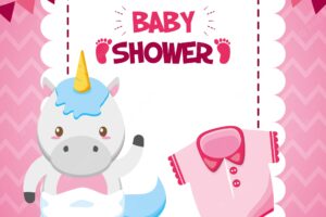 Unicorn and clothes for baby shower card
