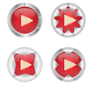 Unique video button red and silver color