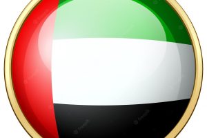 United arab emirates flag on round icon