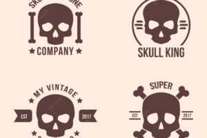 Variety of skull logos in flat design
