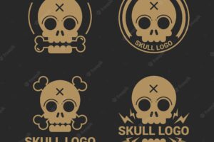 Variety of skull logos in vintage style