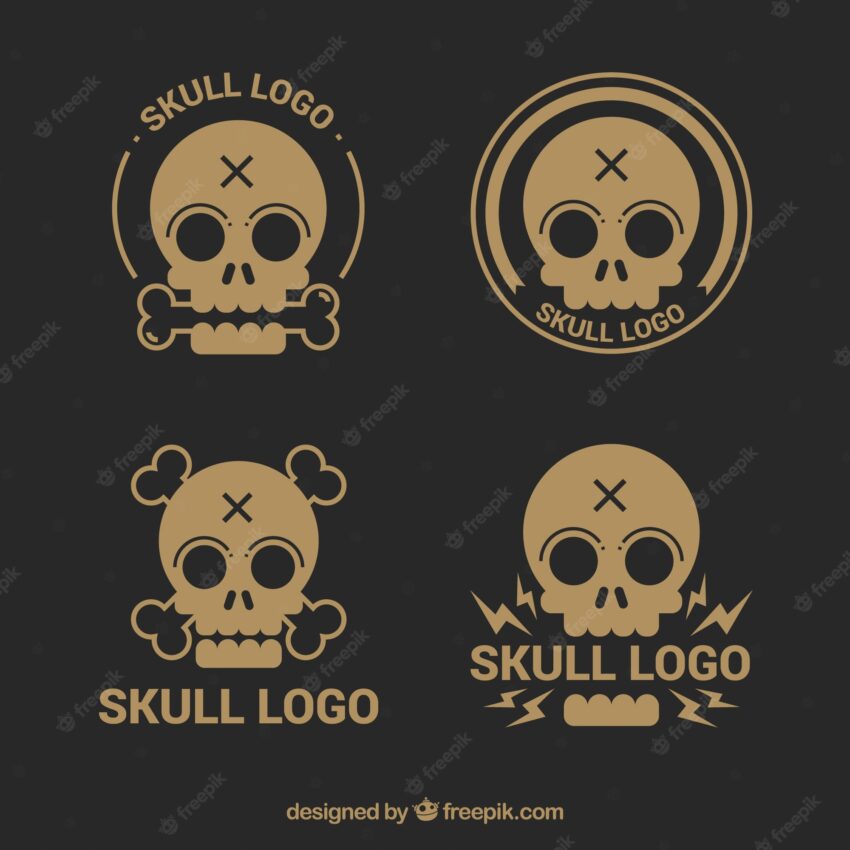 Variety of skull logos in vintage style