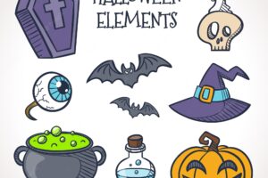 Various hand drawn halloween elements