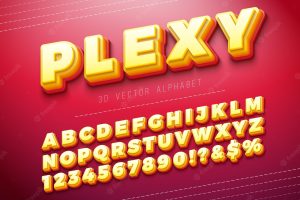 Vector 3d multi layered plexiglass effect alphabet font typeface set with shadow on red background