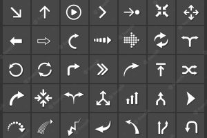 Vector arrows icon set, next back up download down refresh