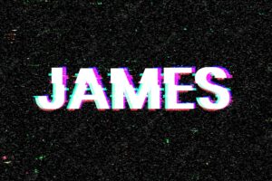 Vector james male name typography glitch effect