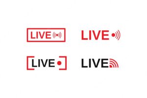 Vector set of live streaming icon multimedia logo