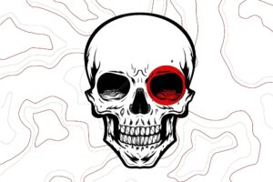 Vector skull head with color red