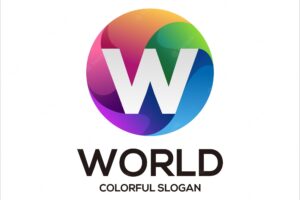 Vector w initial colorful gradient logo