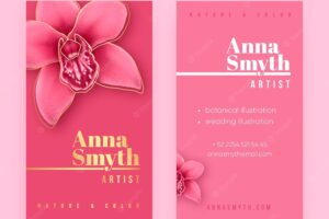Vertical business card with natural motifs