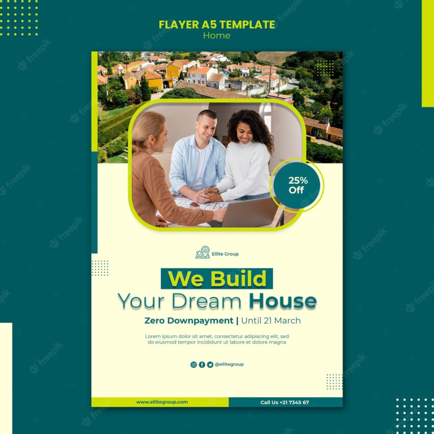 Vertical flyer template for new family home