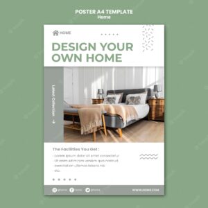 Vertical poster template for new home interior design