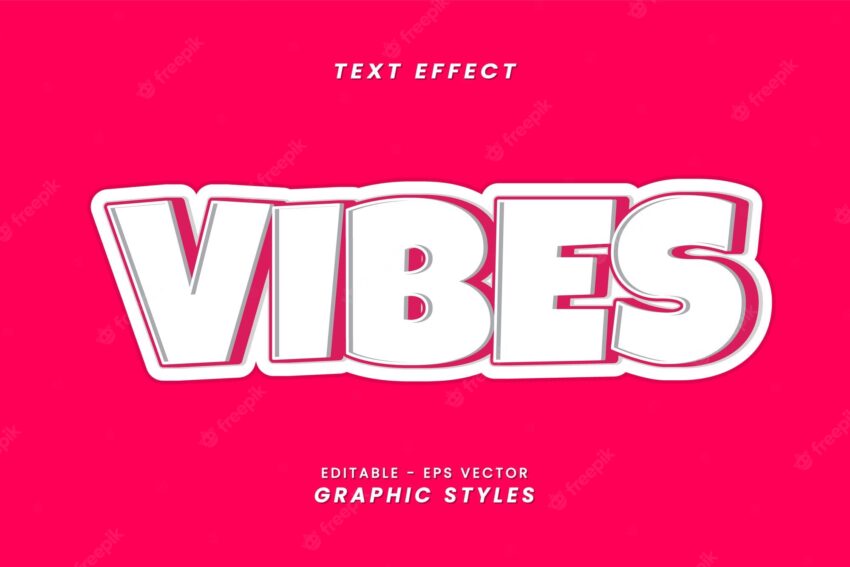 Vibes text effect with editable 3d fonts