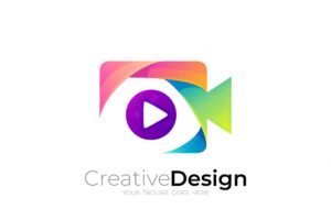 Video logo and colorful design vector film icon movie logos