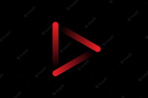 Video play button logo gradient isolated on black background vector design