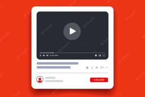 Video player interface isolated on white background. multimedia frame template. mockup live stream