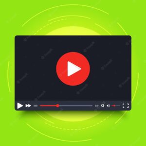 Video player vector frame on green background