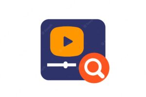Video search vector icon for web