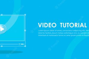 Video tutorial banner. hand pressing a computer.