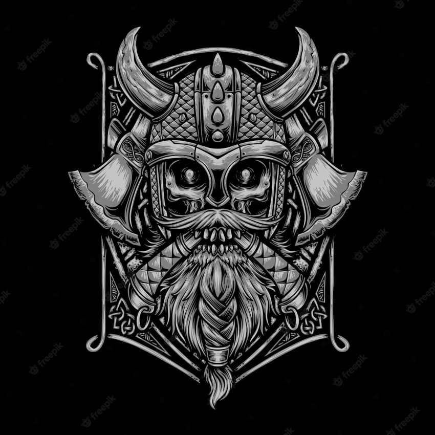Viking skull vector for tshirt design