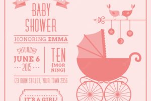 Vintage baby shower card for girl