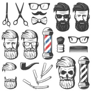 Vintage barber elements set