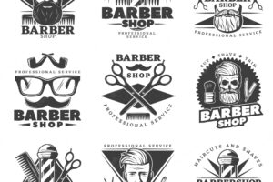 Vintage barber hipster labels