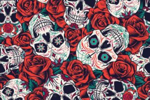 Vintage day of dead seamless pattern