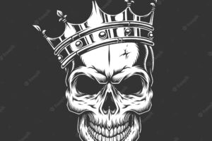 Vintage monochrome prince skull in crown