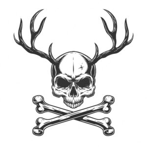Vintage monochrome skull with deer horns