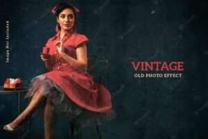 Vintage old photo effect template