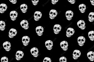 Vintage skull pattern black background