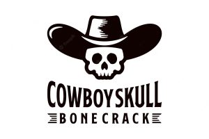 Vintage texas cowboy skull bone crack logo design