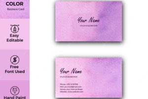 Violet watercolor artistic business card template