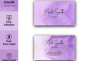 Violet watercolor corporate business card template