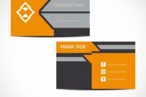 Visiting card in color grey and orange