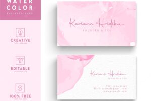 Water color business card template   - pink water color design