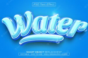 Water glossy editable 3d style text effect