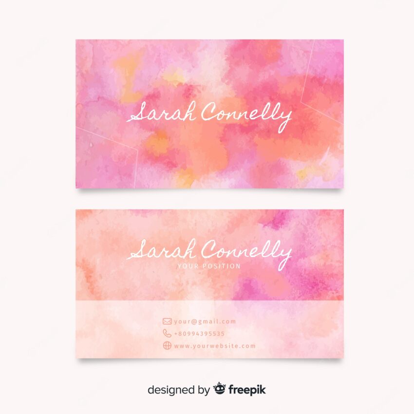 Watercolor abstract business card template