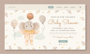 Watercolor  baby shower design template