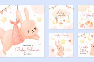 Watercolor baby shower instagram posts